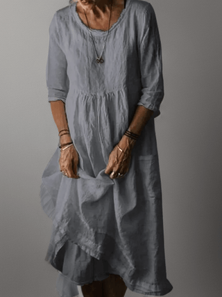 Women's 3/4 Sleeve A-Line Midi Dress