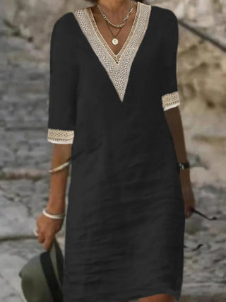 Women's 3/4 Sleeve A-Line Midi Dress