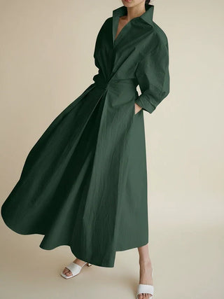Women's Belted A-Line Midi Dress