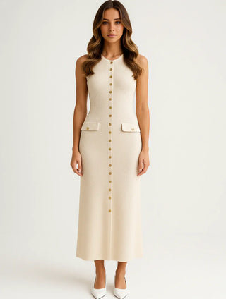 Women's Button-Front A-Line Midi Dress