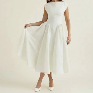 Women's Cap Sleeve A-Line Midi Dress