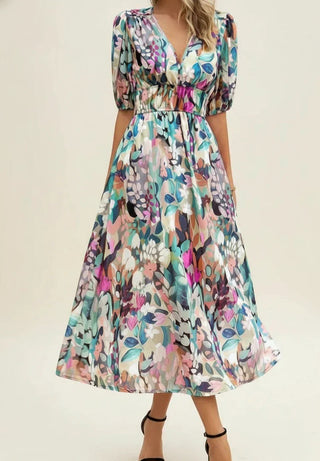 Women's Floral A-Line Midi Dress
