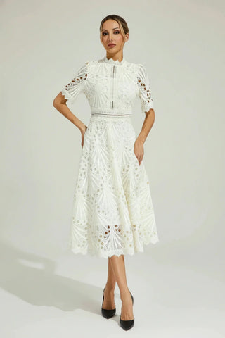 Women's High Neck A-Line Midi Dress