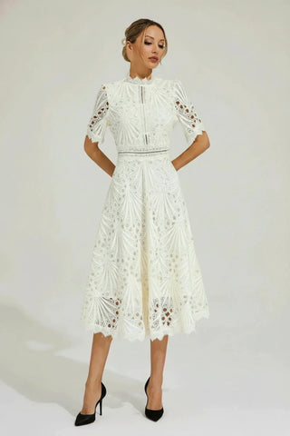 Women's High Neck A-Line Midi Dress