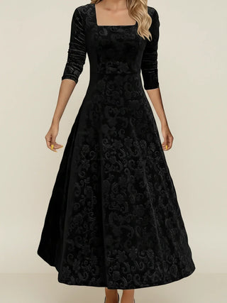 Women's Long Sleeve A-Line Midi Dress