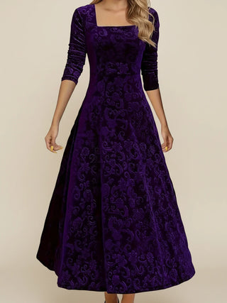 Women's Long Sleeve A-Line Midi Dress