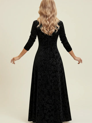 Women's Long Sleeve A-Line Midi Dress