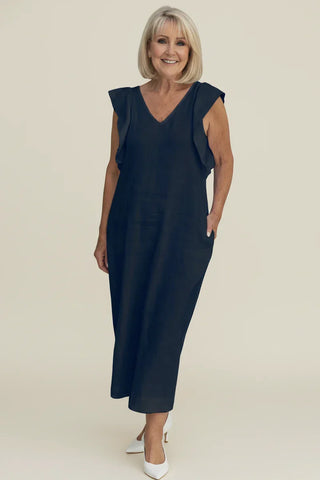 Women's Ruffle Sleeve Midi Dress