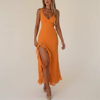 Women's Ruffle Slip Maxi Dress
