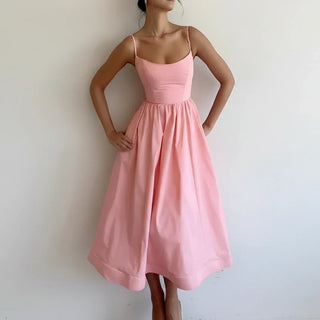 Women's Spaghetti Strap A-Line Midi Dress