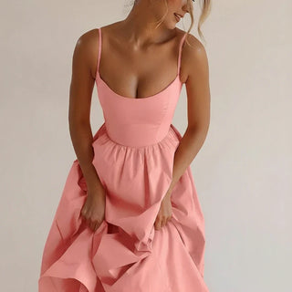 Women's Spaghetti Strap A-Line Midi Dress
