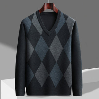 Men's Argyle V-Neck Sweater