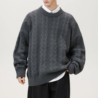 Men's Cable Knit Crew Neck Sweater