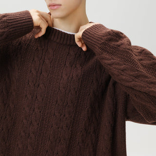 Men's Cable Knit Crew Neck Sweater
