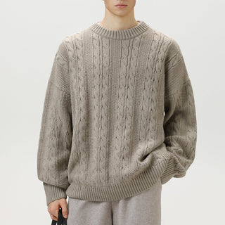 Men's Cable Knit Crew Neck Sweater