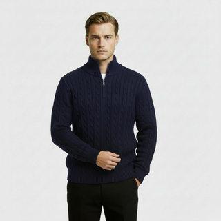 Men's Cable Knit Quarter Zip Sweater