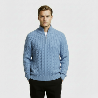 Men's Cable Knit Quarter Zip Sweater