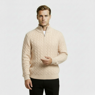 Men's Cable Knit Quarter Zip Sweater