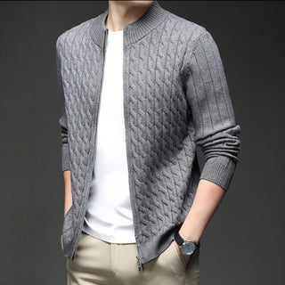 Men's Full Zip Cable Knit Sweater
