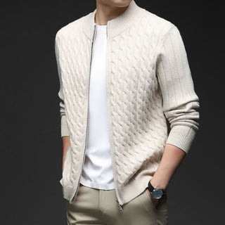 Men's Full Zip Cable Knit Sweater