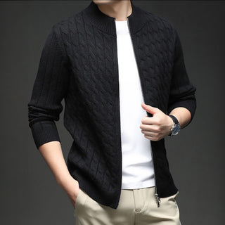 Men's Full Zip Cable Knit Sweater