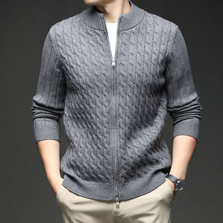 Men's Full Zip Cable Knit Sweater
