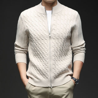 Men's Full Zip Cable Knit Sweater