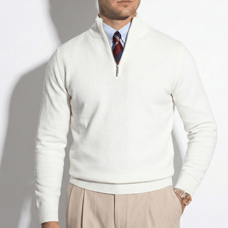 Men's Half-Zip Ribbed Knit Sweater