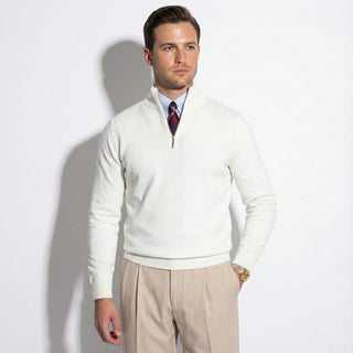 Men's Half-Zip Ribbed Knit Sweater