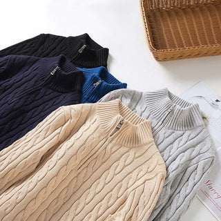 Men's Quarter-Zip Cable Knit Sweater