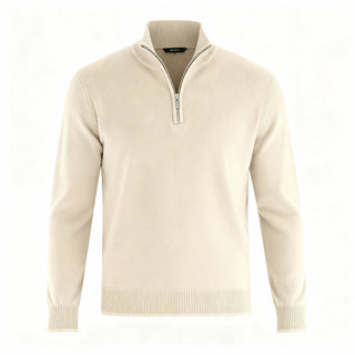 Men's Quarter-Zip Ribbed Knit Sweater