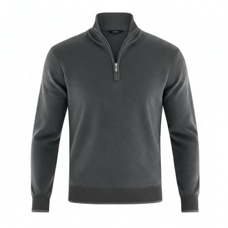 Men's Quarter-Zip Ribbed Knit Sweater