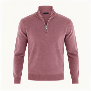 Men's Quarter-Zip Ribbed Knit Sweater