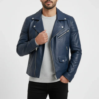 Men's Asymmetrical Leather Biker Jacket