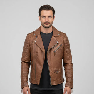 Men's Asymmetrical Leather Biker Jacket