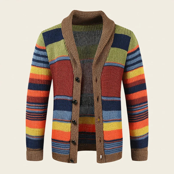 Men's Winter Striped Shawl Cardigan Sweater