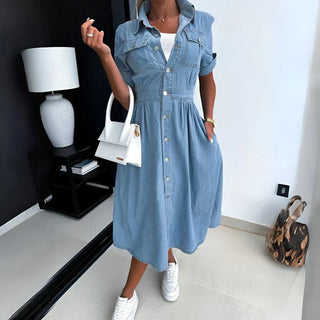 Women's Button-Down Denim Midi Dress