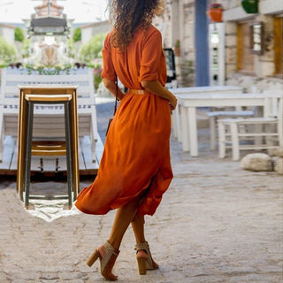 Women's Button-Down Shirt Midi Dress