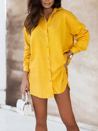Women's Button-Down Shirt Shorts Set