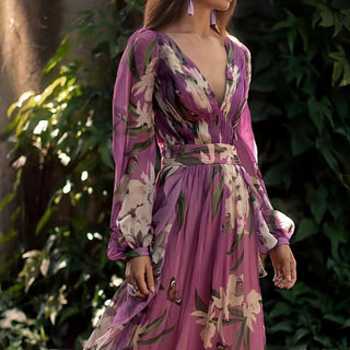 Women's Floral A-Line Maxi Dress