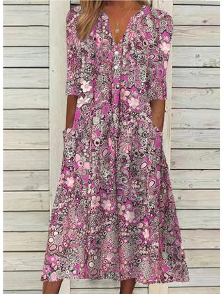Women's Floral A-Line Midi Dress