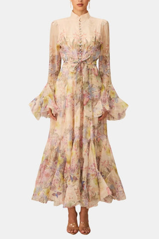 Women's Floral Long Sleeve Maxi Dress