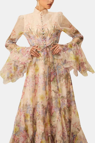 Women's Floral Long Sleeve Maxi Dress