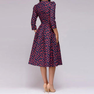 Women's Floral Print A-Line Midi Dress