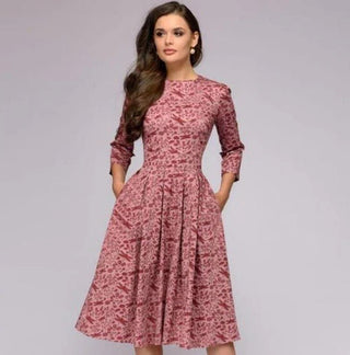 Women's Floral Print A-Line Midi Dress