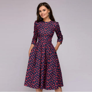 Women's Floral Print A-Line Midi Dress