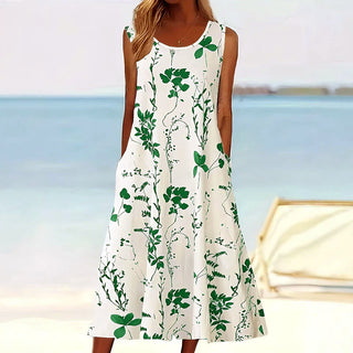 Women's Floral Sleeveless A-Line Midi Dress