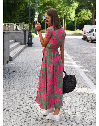 Women's Floral Wrap Midi Dress