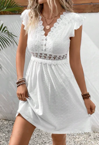 Women's Flutter Sleeve A-Line Mini Dress