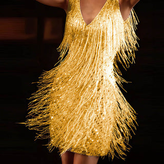 Women's Fringe V-Neck Mini Dress